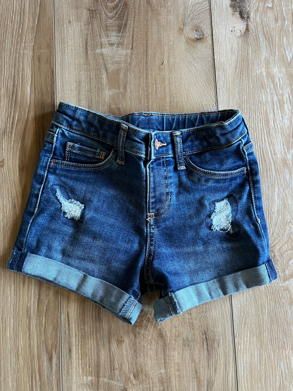 jumping beans dark blue denim shorts with contrast stitching